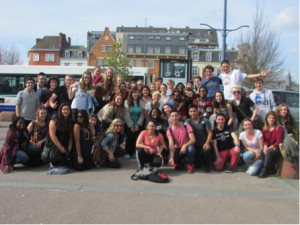 April 1st 2014, 23 LHS students and 2 teachers travelled to France. Picture above with their partners shortly after arrival at the Arras train station.